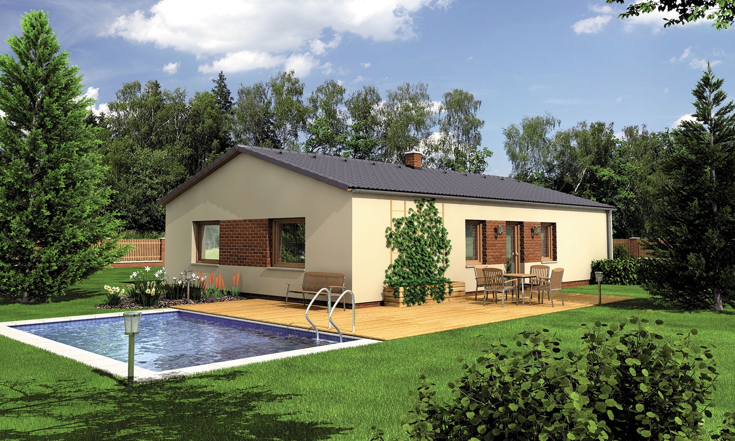 BUNGALOW 121 | Projekt Domu S Bočnou Terasou | PRODOM